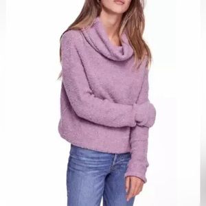Free People Fuzzy Lavender Oversized Cowl Neck Sweater XS
